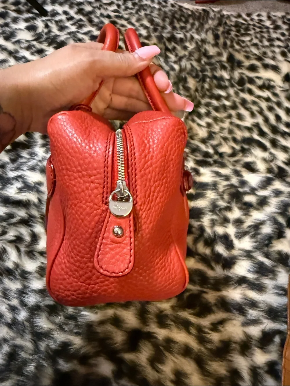 Salvatore Ferragamo Mini Red Pebble Leather Satchel Crossbody